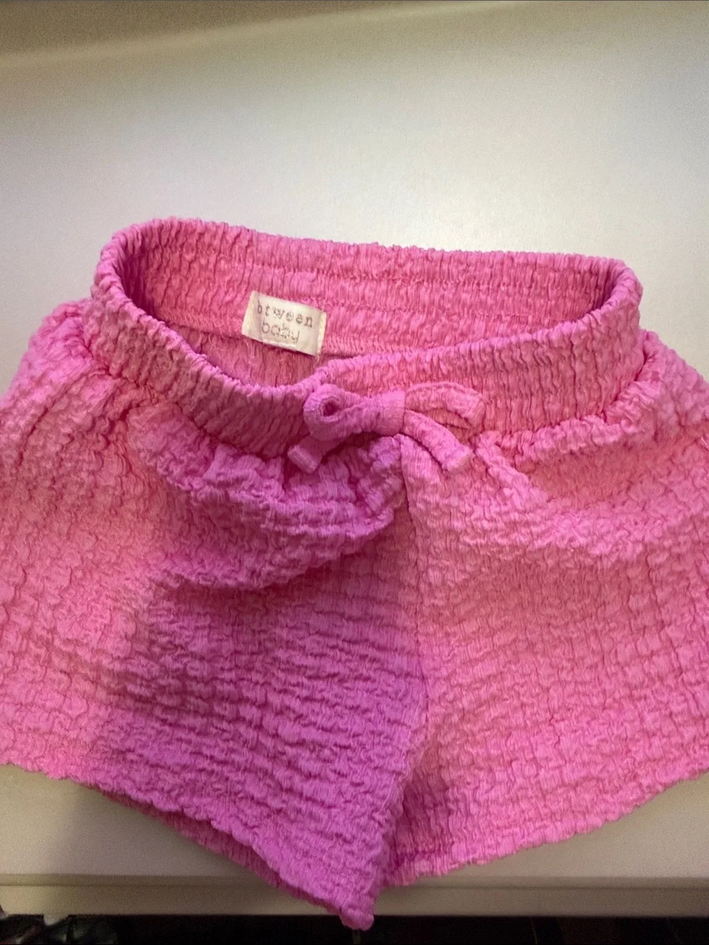 Bright Pink Textured Girls' Two-Piece Top & Shorts Set -